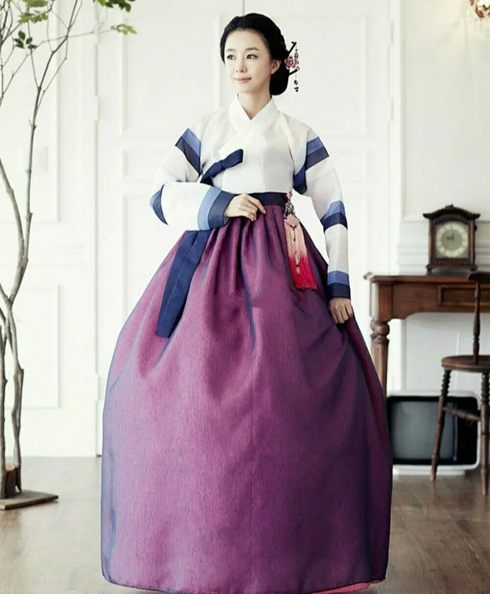 

Женское модное платье Hanbok, корейское традиционное женское платье Hanbok с высокой талией