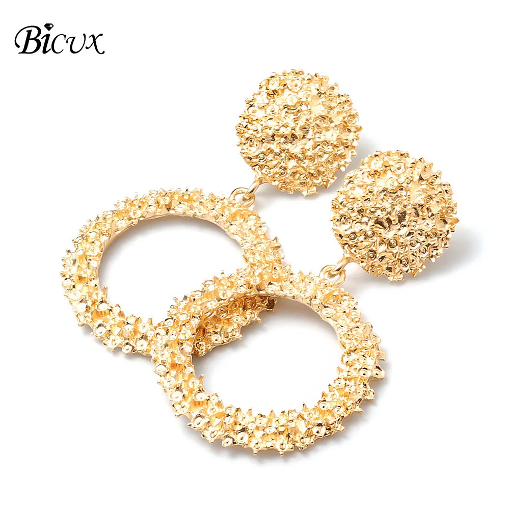 Gold 3 BICUX, модные золотые Висячие серьги для женщин, массивные большие геометрические металлические серьги, Женские Висячие серьги, современные ювелирные изделия - Окраска металла: Gold 3
