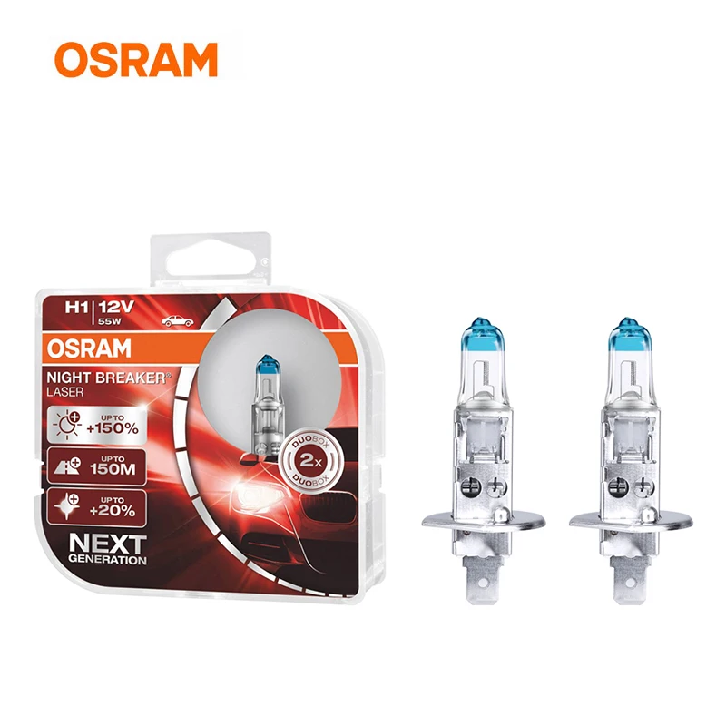 Лампа Ксеноновая OSRAM Night breaker лазерной H1 55 Вт Автомобильные галогеновые лампы для фар 12V противотуманных фар+ 150% Яркость 3500K 64150NL-HCB P14.5S 10X2BOX4F 1 пара