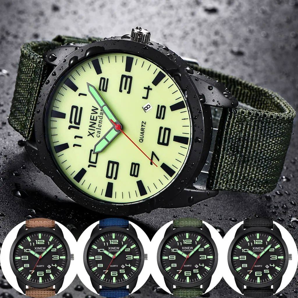 Мужские спортивные деловые водонепроницаемые часы с календарем кварцевые