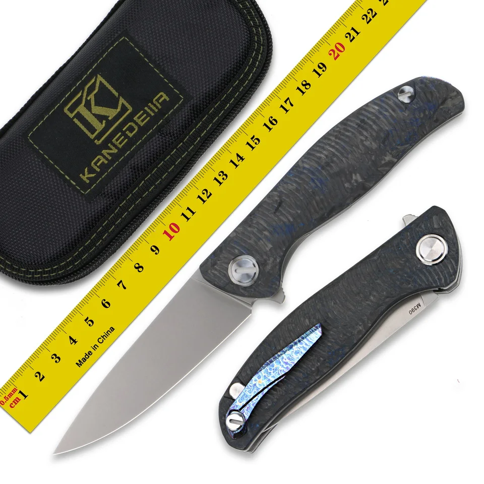 Складной нож Kanedeiia F3 M390 лезвие Ti + CF ручка тактические кемпинговые карманные ножи