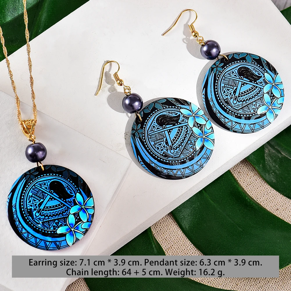 

SophiaXuan Hawaiian Jewelry Sets High Quality Polynesian Classic Design Drum Plumeria Necklaces Earrings for Women Girls Gifts