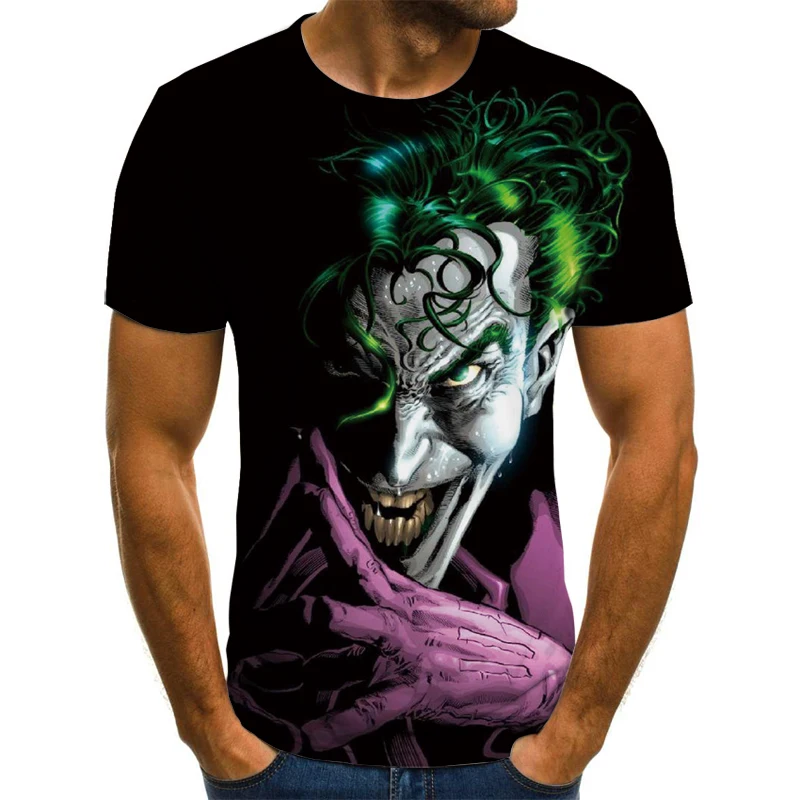 

Urban Evil Clown Horror Smiley 3D Printing T-shirt Men's Party High Quality Funny Short Sleeve