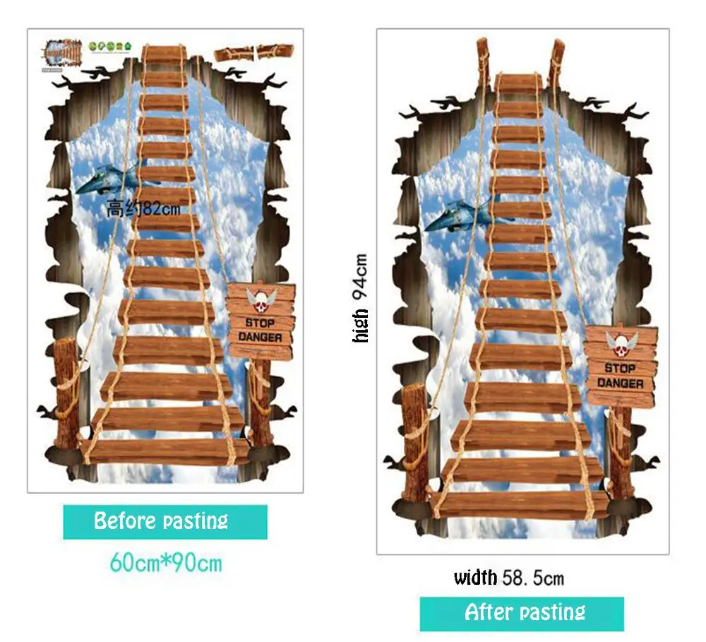 Креативная 3D подвесная наклейка на пол с мостом стену для гостиной спальни