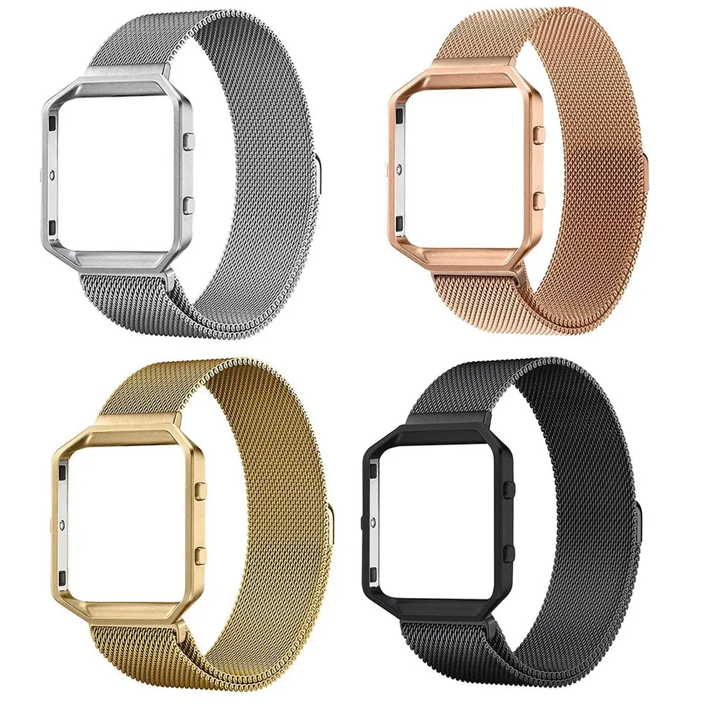 Сетчатый ремешок с металлической оправой для Fitbit часы Blaze из нержавеющей стали