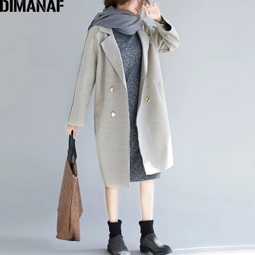 YPH95221CN-xing DIMANAF/Большие размеры, женские пальто из шерсти и смесей, зимняя утепленная одежда с длинными рукавами, женская верхняя одежда, Свободное пальто, большой размер - Цвет: YPH95221CN-xing