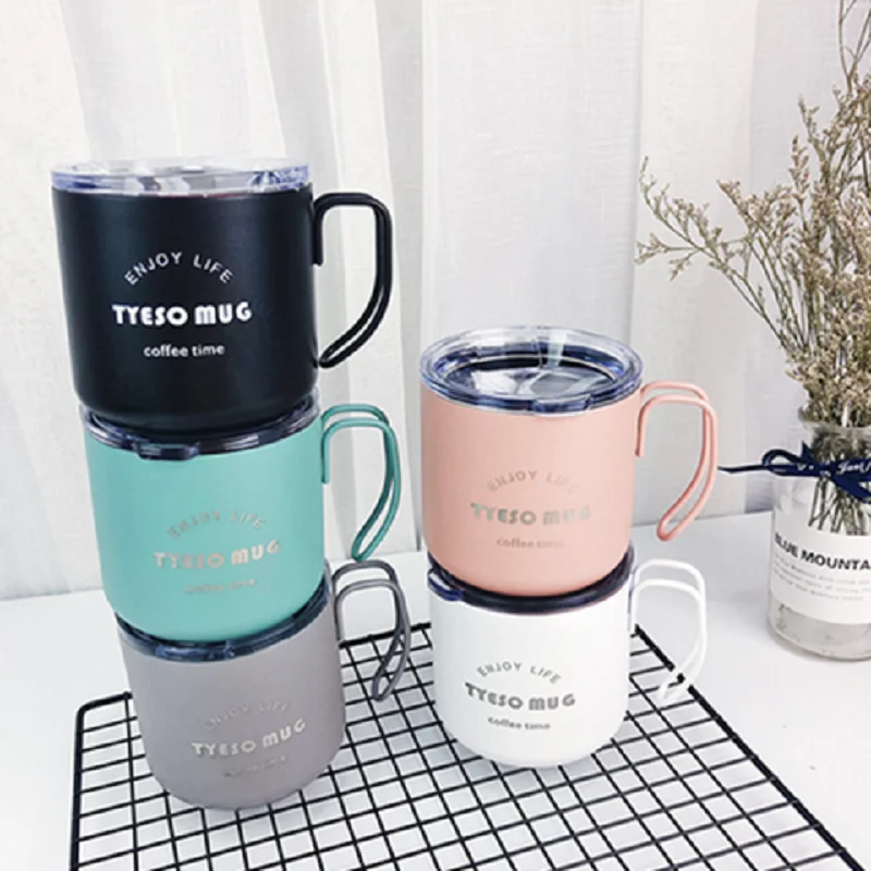 

Stainless Steel Insulation Cup 2-layer with Lid Handle Office Kitchen Coffee Mug Portable Vacuum Milk Tea Cup Home Drinkware