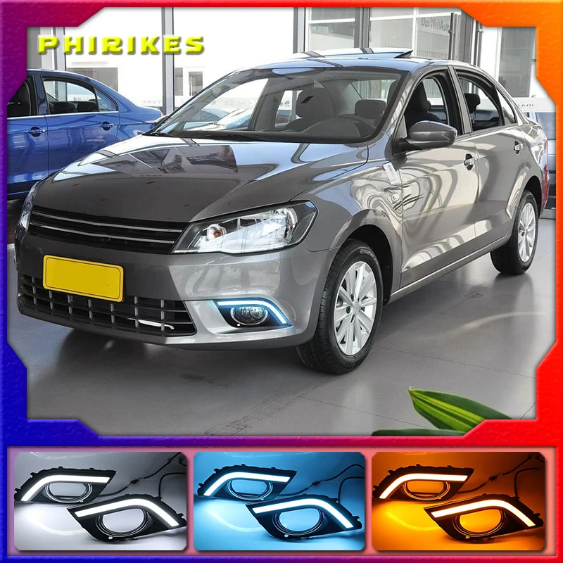 

2 предмета в комплекте, для Volkswagen VW Jetta 2013-2016 динамический желтый указатель поворота реле 12V автомобильные лампы дневного Светодиодный дневной светильник