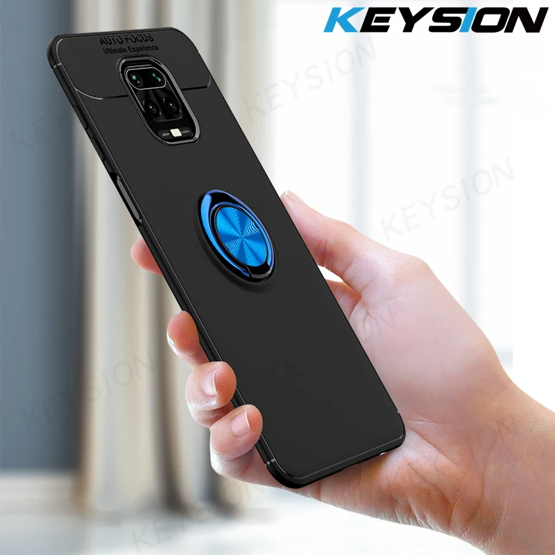 

KEYSION Metal Ring Case For Redmi Note 9s 9 Pro 9A 9C 8 8T 7A K20 Shockproof Phone Cover for Xiaomi Mi Note 10 lite Poco F2 Pro