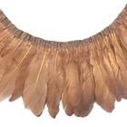 Оптовая продажа, 2 млот, окрашенные гусиные перья хаки, отделка, настоящие гуси перья, ленты с бахромой, ремень для платья, декоративная одежда