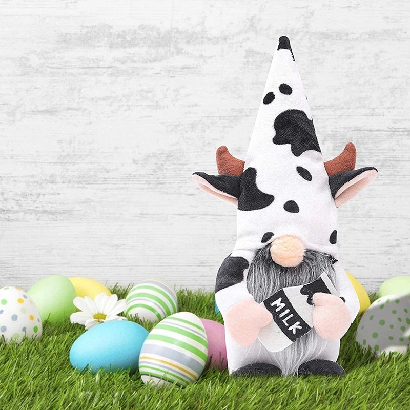 

Милая корова узор карликовое украшение без лица Яркая Ткань гном кукла Урожай фестиваль Подарки для мамы ребенка друга домашний декор Вече...