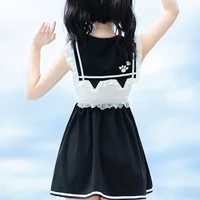 black cute cat swimsuit sailor collar uniform style hot spring cosplay swimwear