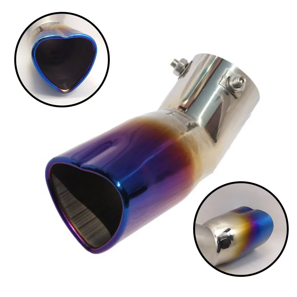 

Stainless Steel Love 63MM Tail Throat Car Modified Exhaust Pipe Grilled Blue Auto Parts Car Exhaust Pipe