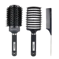 3 pcs professional hairdressing combs boar bristle ceramic round brush curved comb salon barber haircut comb hair styling tools