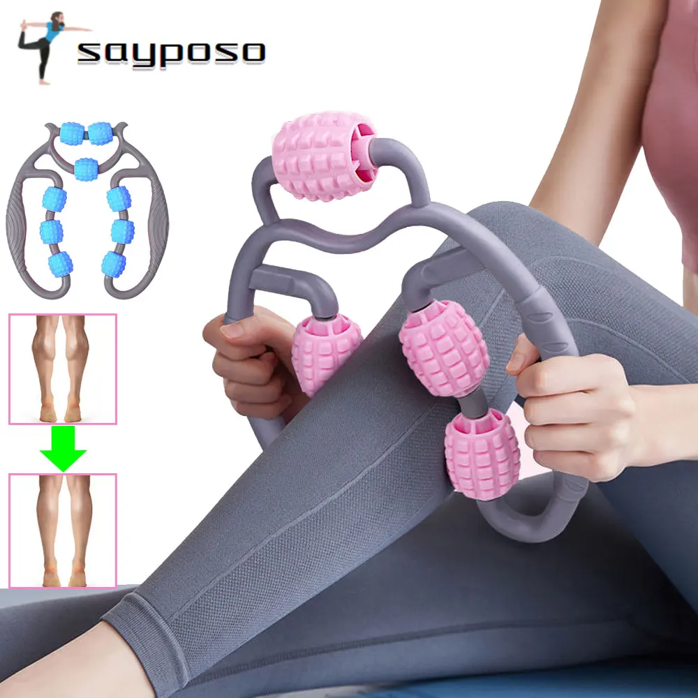 

U-образный массажный ролик с триггером 360 ° для рук, ног, шеи, мышечной ткани для фитнеса, тренажерного зала, йоги, пилатеса, спорта, 5 колес