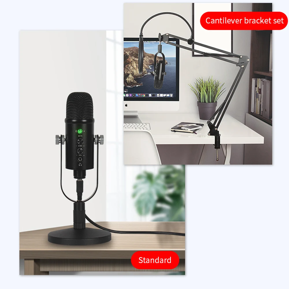 

Computer Streaming USB Microphone Metal Condenser Microphones for Laptop Recording Studio Karaoke Youtube TIKTOK Plug and Play