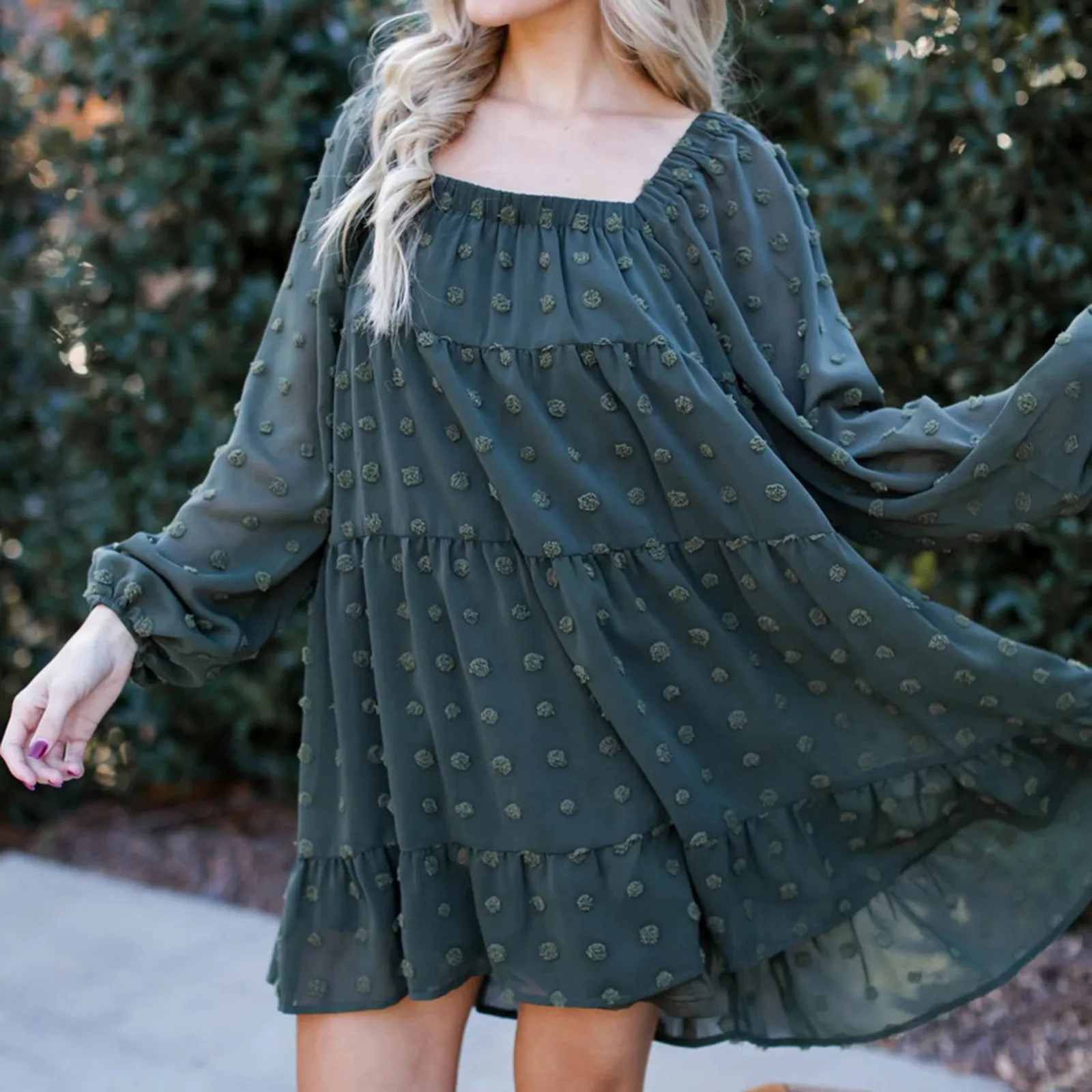 

Женское винтажное платье в горошек, с квадратным вырезом