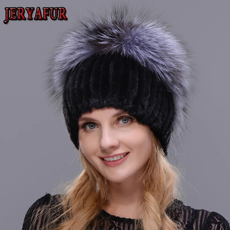 JERYAFUR новый стиль шапка из натурального меха лисы норковая зимняя женская