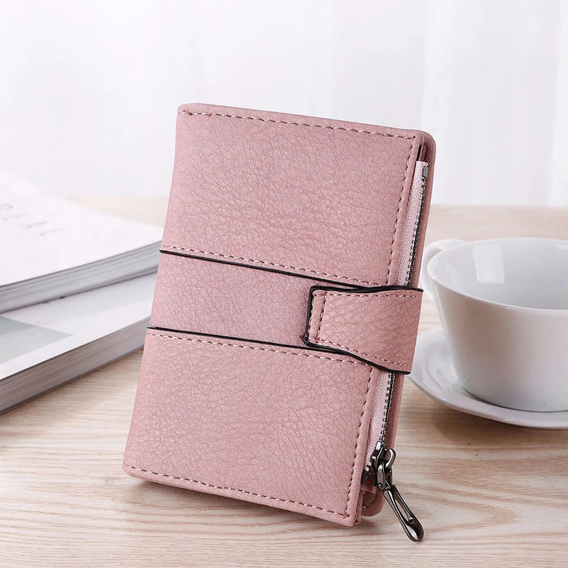 

Vintage Women Wallet PU Leather Purse Female Small Pocket Wallet Short Rivet Hasp Zipper Handy Clutch Bags Purses