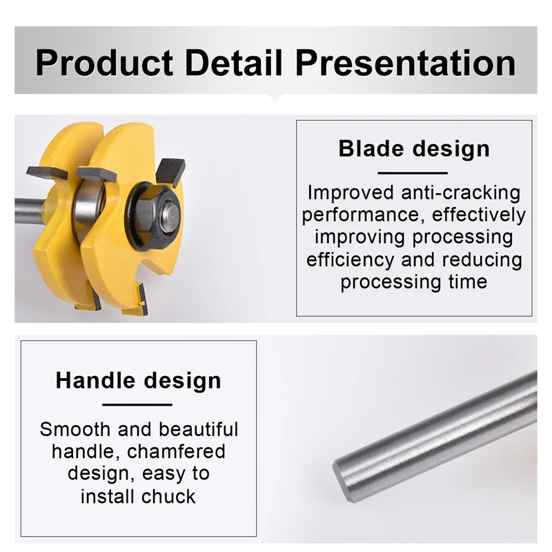 2 pc 8mm Shank Tongue & Groove Joint Assembly Router Bit Set Stock Wood Cutting Tool Milling Cutters 1/2'' Width Depth |