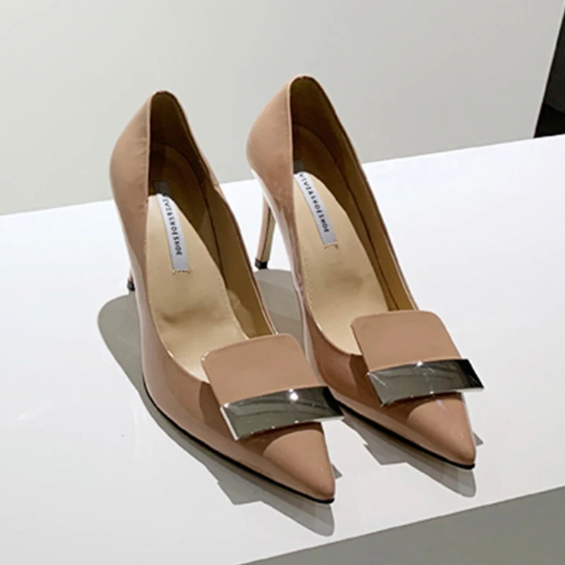 Женские босоножки из искусственной кожи на шпильке 5 см с острым носком в