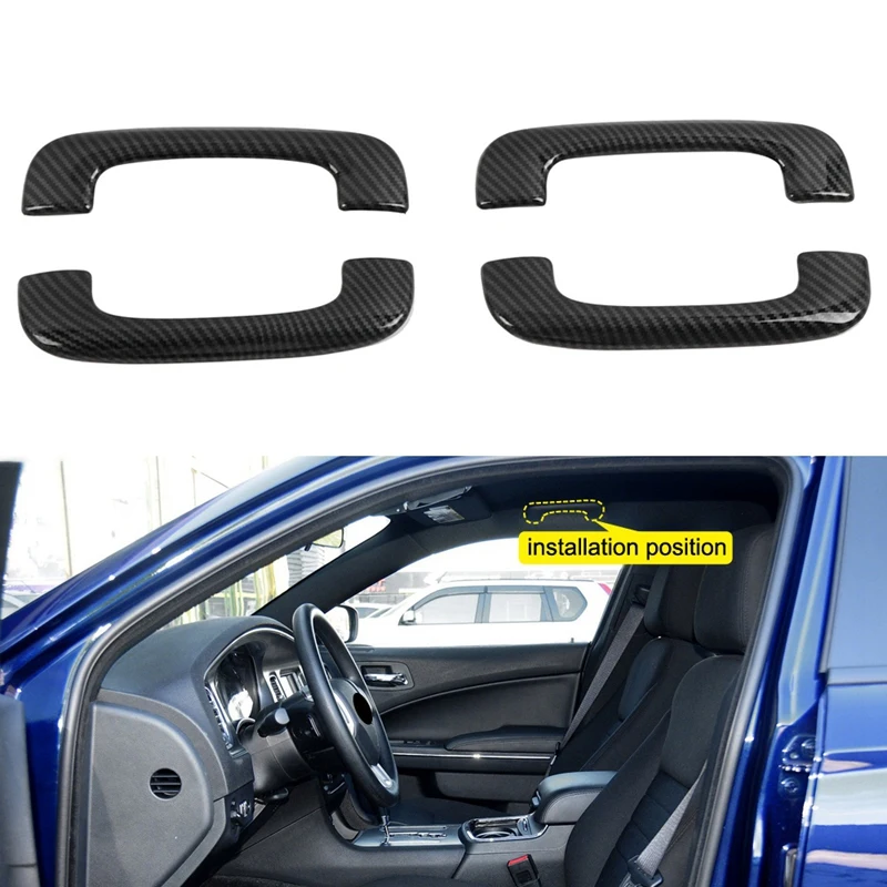 

Car Styling 4PCS ABS Carbon Fiber Interior Roof Upper Handle Cover Trim for Dodge Charger 2015-2020 Accessories