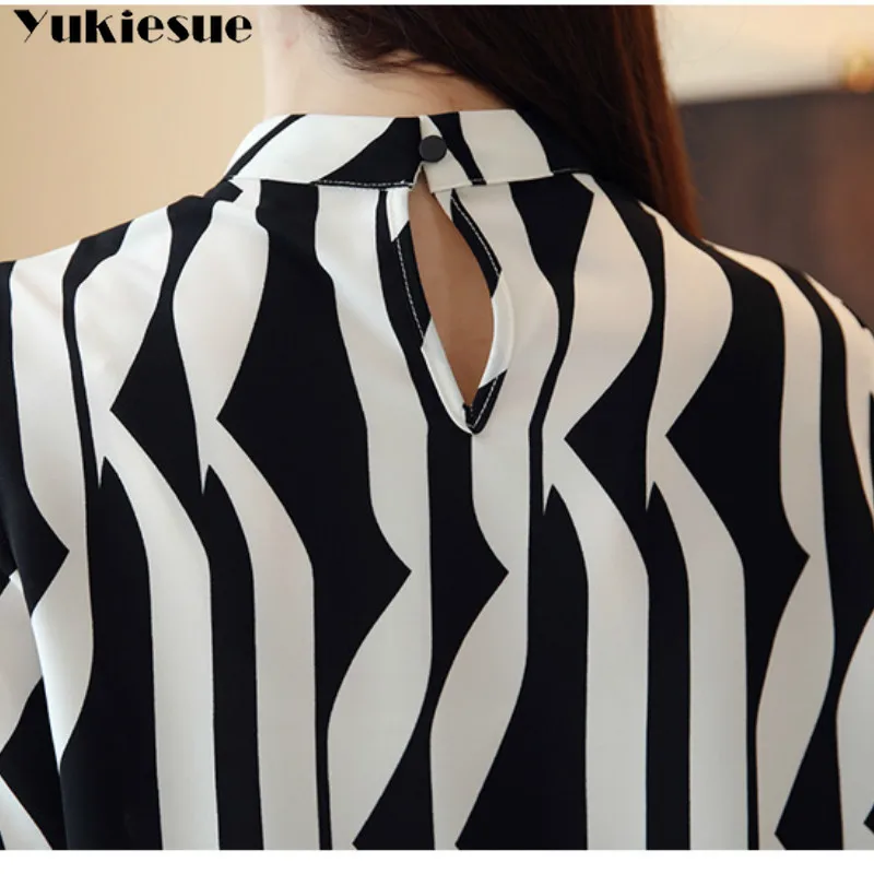 Блузка женская шифоновая в полоску с длинным рукавом|Блузки| |