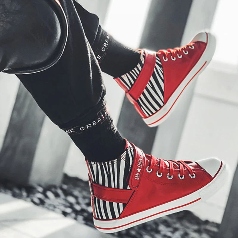 Демисезонная парусиновая обувь с высоким берцем Вулканизированная Повседневная