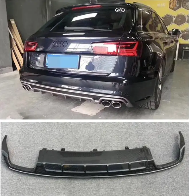 ABS углеродного волокна Краски 4 розетки задний бампер диффузор с выхлопная