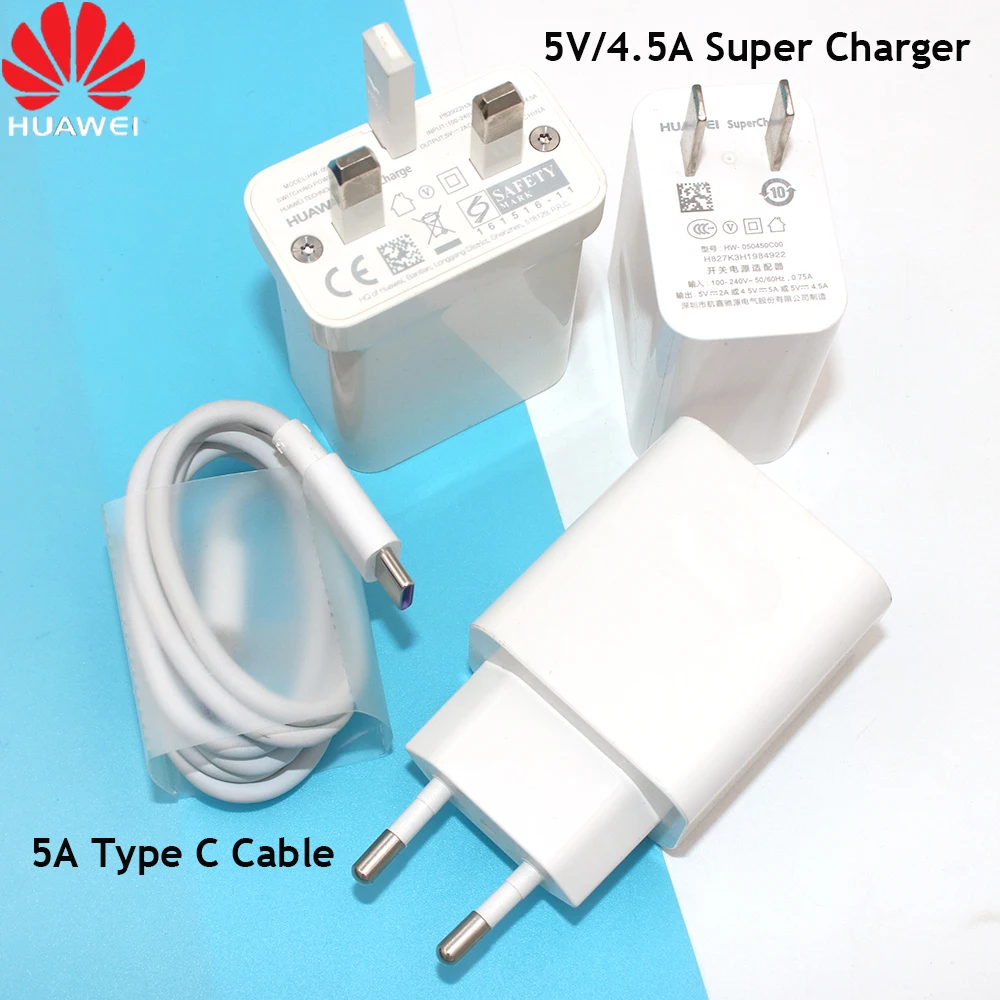 

USB-кабель для Huawei, 5 В/4,5 А, С суперзарядным адаптером, 5 А, для P20, P30 Pro, P9, P10 Plus, Mate 20, 20X, 20RS, Honor 10, V10, 20