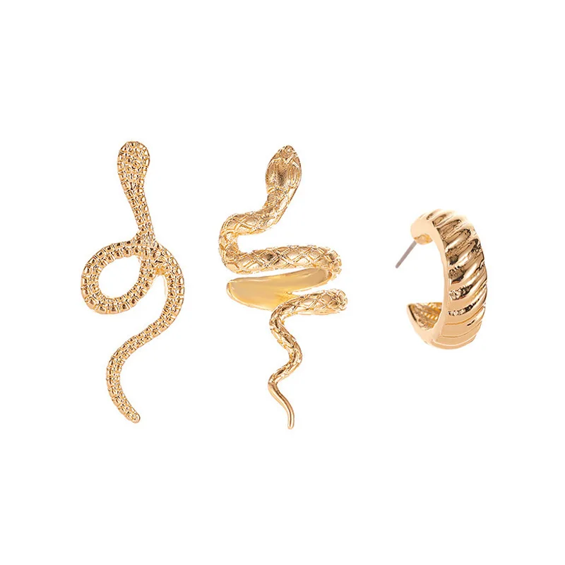 

3PS Metal Snake Retro Earrings For Women Clips Without Piercing Earrings Non Pierced Earrings Suit Gothic Cuffs Ear Studs Jewelr