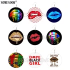 SOMESOOR ювелирные изделия Drippin Melanin деревянные круглые двусторонние печатные узоры натуральные черные модные серьги для женщин