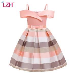 Праздвечерние чное платье LZH для маленьких девочек, 2021, детская одежда, платье принцессы для детей, вечернее платье, свадебное платье для девочек с цветами