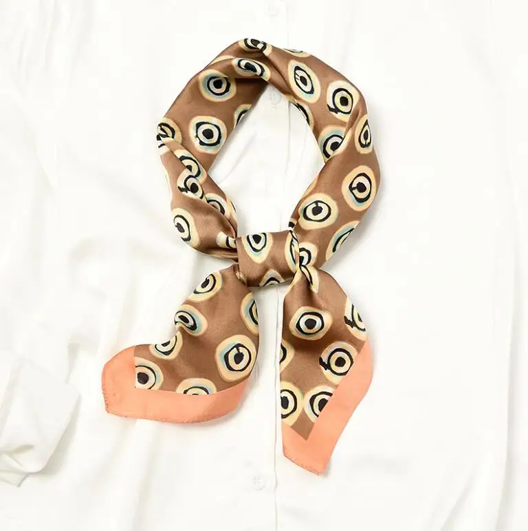 

yishine New 70x70cm Women Multifunction Polyester Silk Scarf Cute Eyes Printed Satin Small Square Wraps Scarves Shawl Shawls