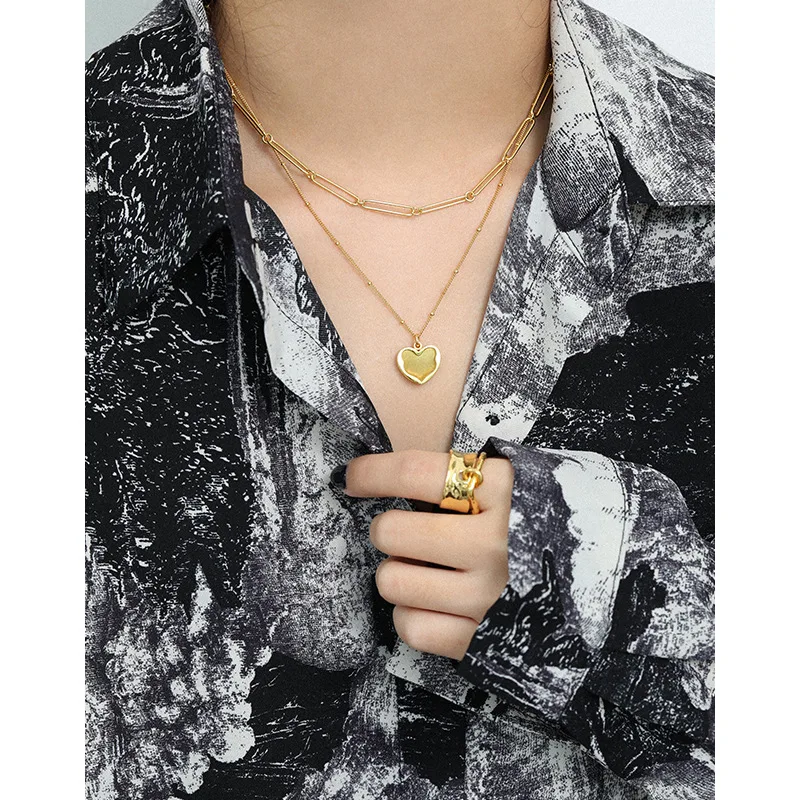 

Cute 925 Sterling Silver Double Hearts Pendant Necklaces For Women Neck Chain, Love Necklace Woman Christmas Gifts Fine Jewelry