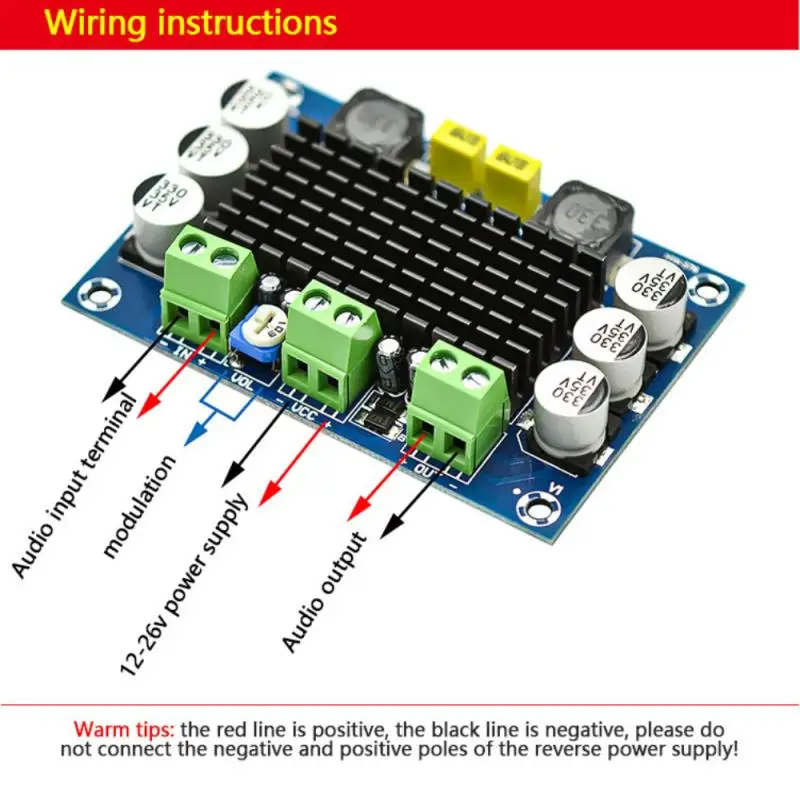 

High Quality XH-M542 DC 12-26V 100W TPA3116DA High Pulse Intensity Mono Channel Digital Power Audio Amplifier Board TPA3116D2
