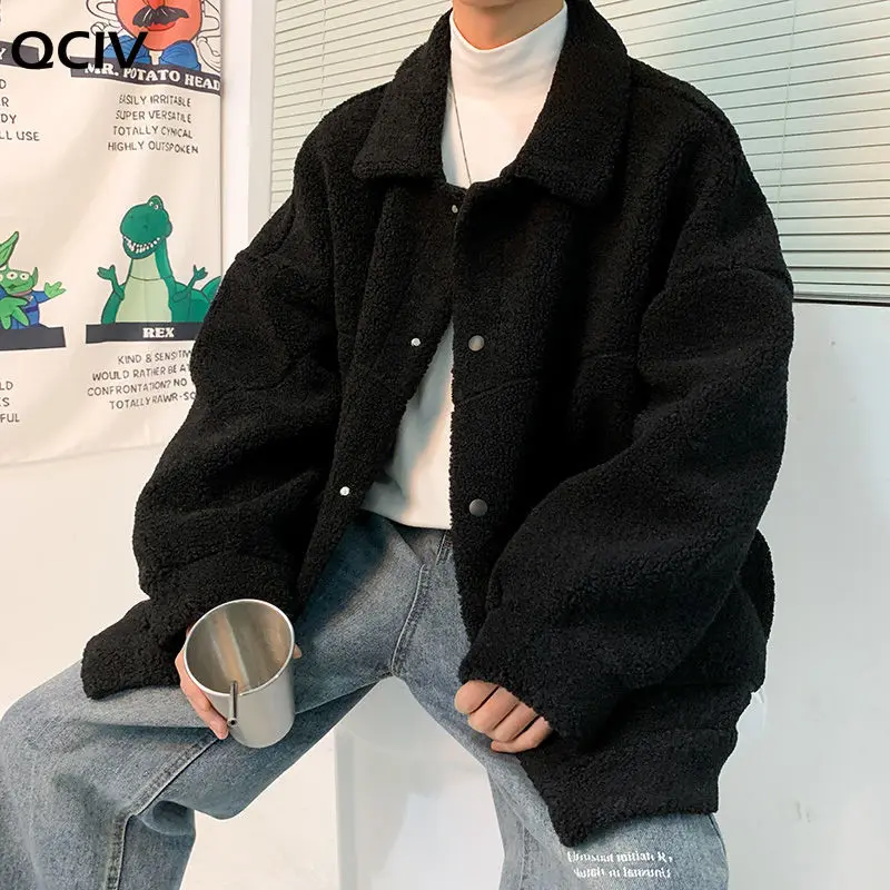 Winter Men's In Warm Snow Jackets Fashion White Wool Cotton-padded Clothes Casual Loose Coats Cashmere Parkas Size M-2XL