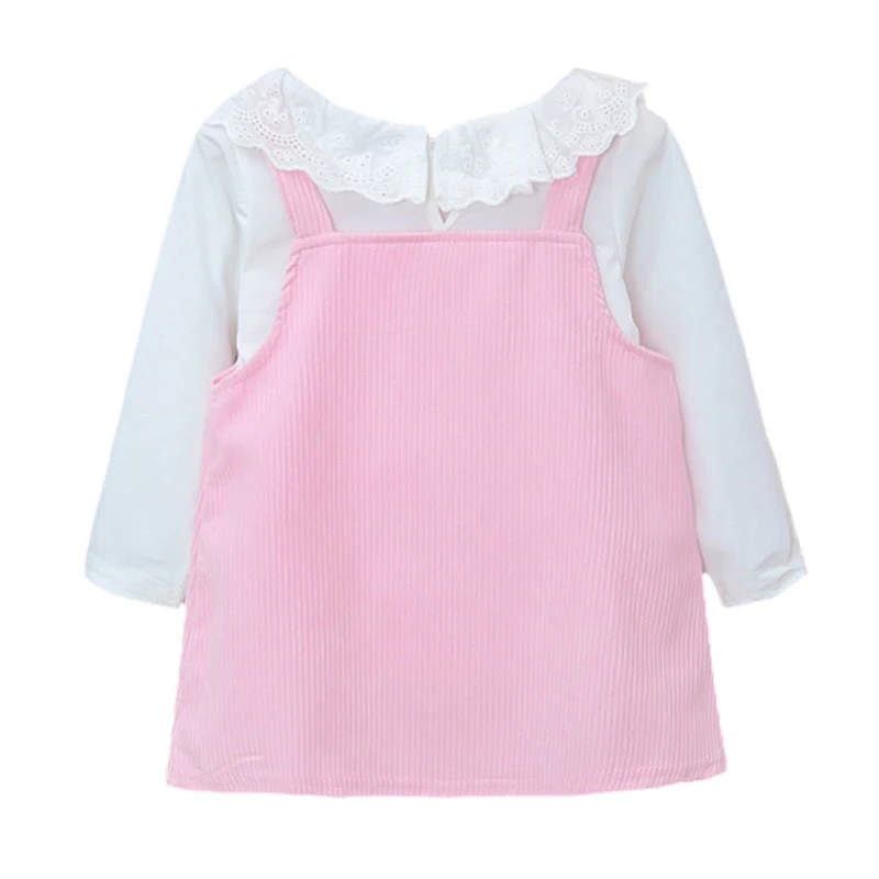 2 шт./компл. платье для маленьких девочек хлопковая Однотонная рубашка с длинными