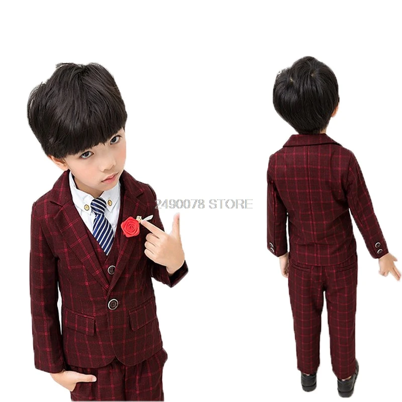 Свадебный костюм с цветочным рисунком для мальчиков Деловой смокинг детей