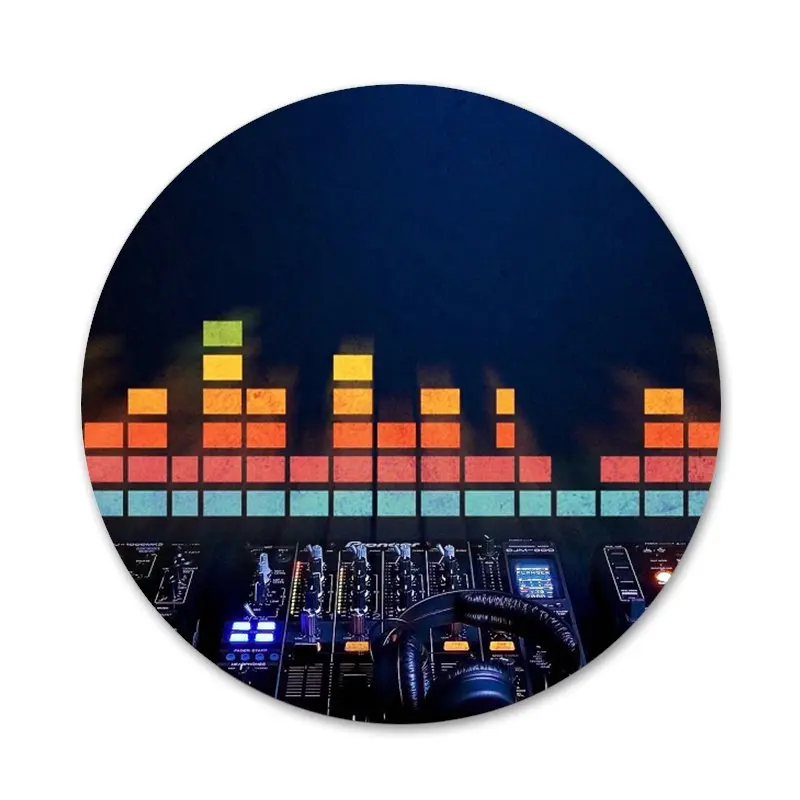 cartoon hand dj turn table mixtape camera icons pins badge decoration brooches metal badges for clothes backpack decoration 58mm free global shipping