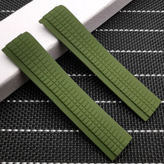 Green strap Высокое качество 21 мм черный коричневый синий оранжевый зеленый силиконовый резиновый ремешок для часов для Patek Aquanaut philpe для 5167R ремешок - Цвет ремешка: Green strap
