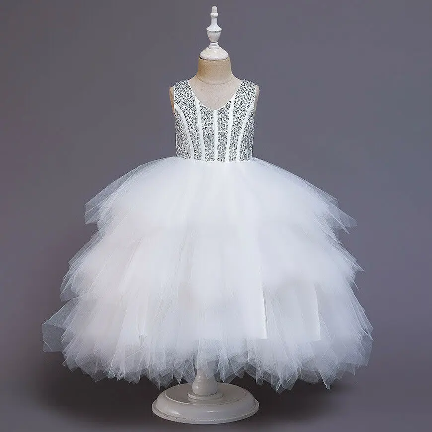 

Fashion Lace Flower Girl Dress Kids Princess Birthday Wedding Party Clothes