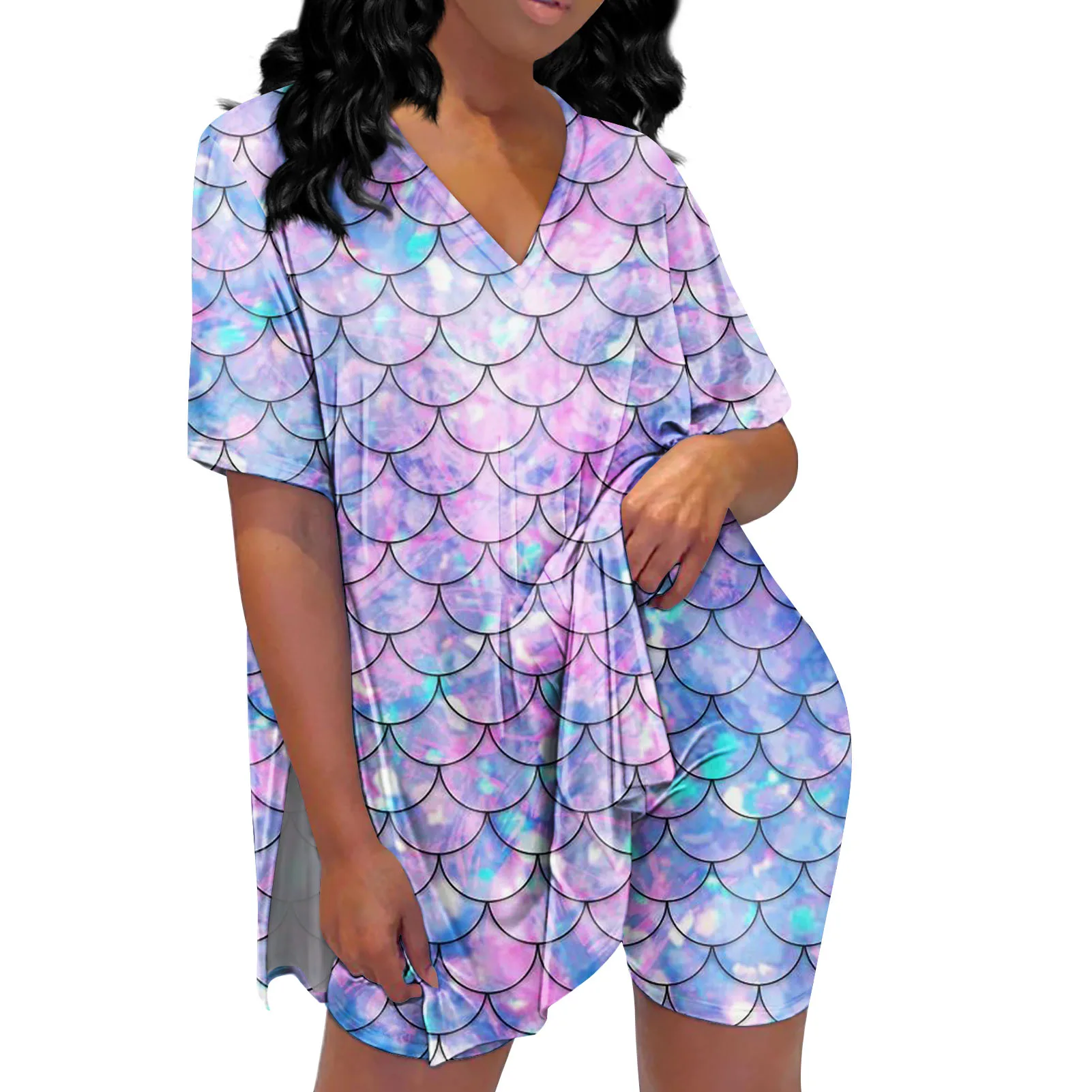 

Retro Totem 3D Printed Suit Sexy Yoga Fitness Soft Comfortable Breathable Clothing Bohemia t shirts shorts Women Girl 06