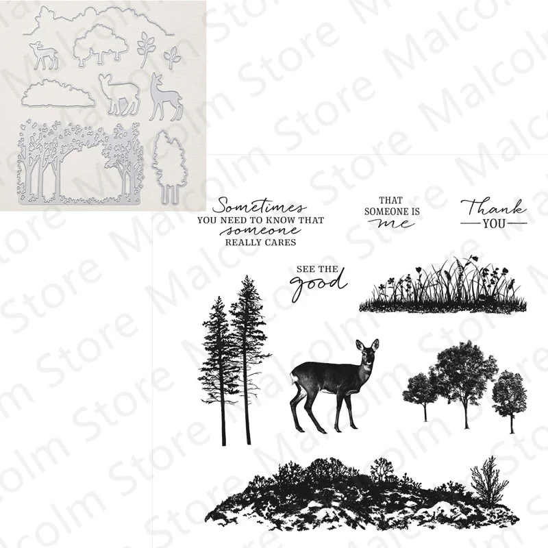 

Grassy Grove Metal Cutting Dies And Clear Stamps For DIY Scrapbooking Decor Embossing Template Greeting Card Handmade 2022 New