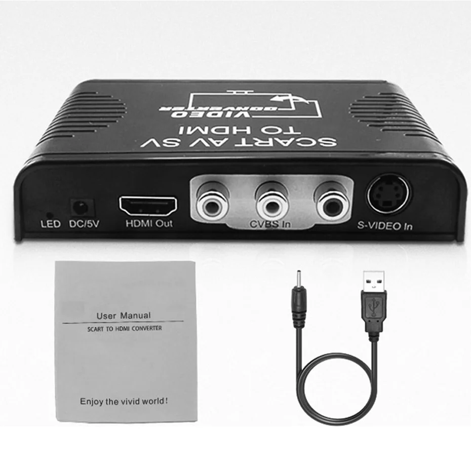 Новый S-video AV Scart К HDMI преобразователь Переключатель 3-в-1 RCA in к видео и аудио с