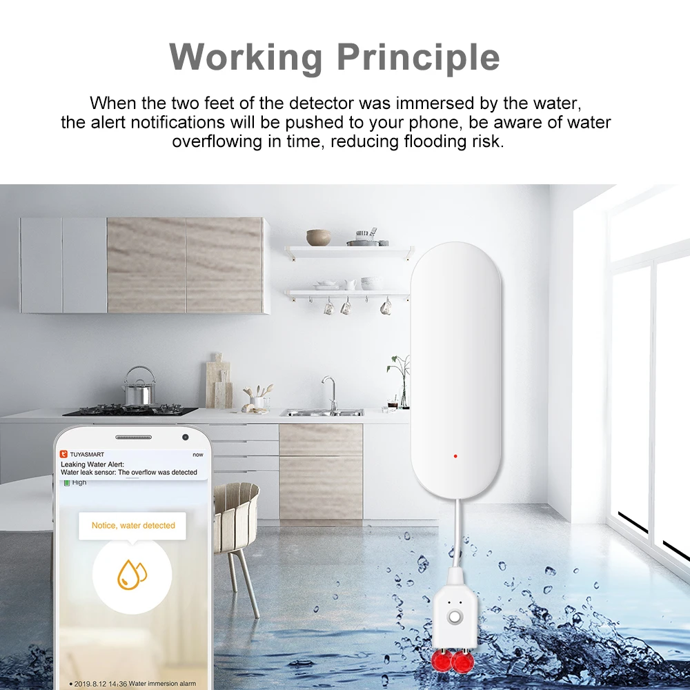 Smart Home Wifi Water Leakage Detector Sensor Security Flood Overflow Alarm Remote Notification for Automation | Электроника