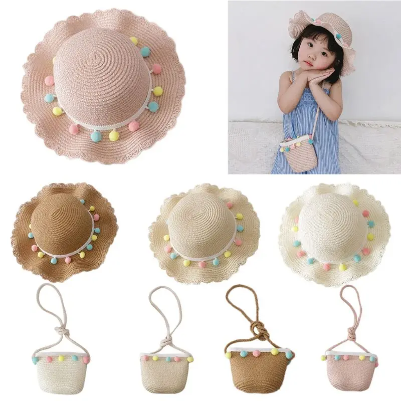 Соломенная шляпа для девочек с широкими полями большая пляжная разноцветными