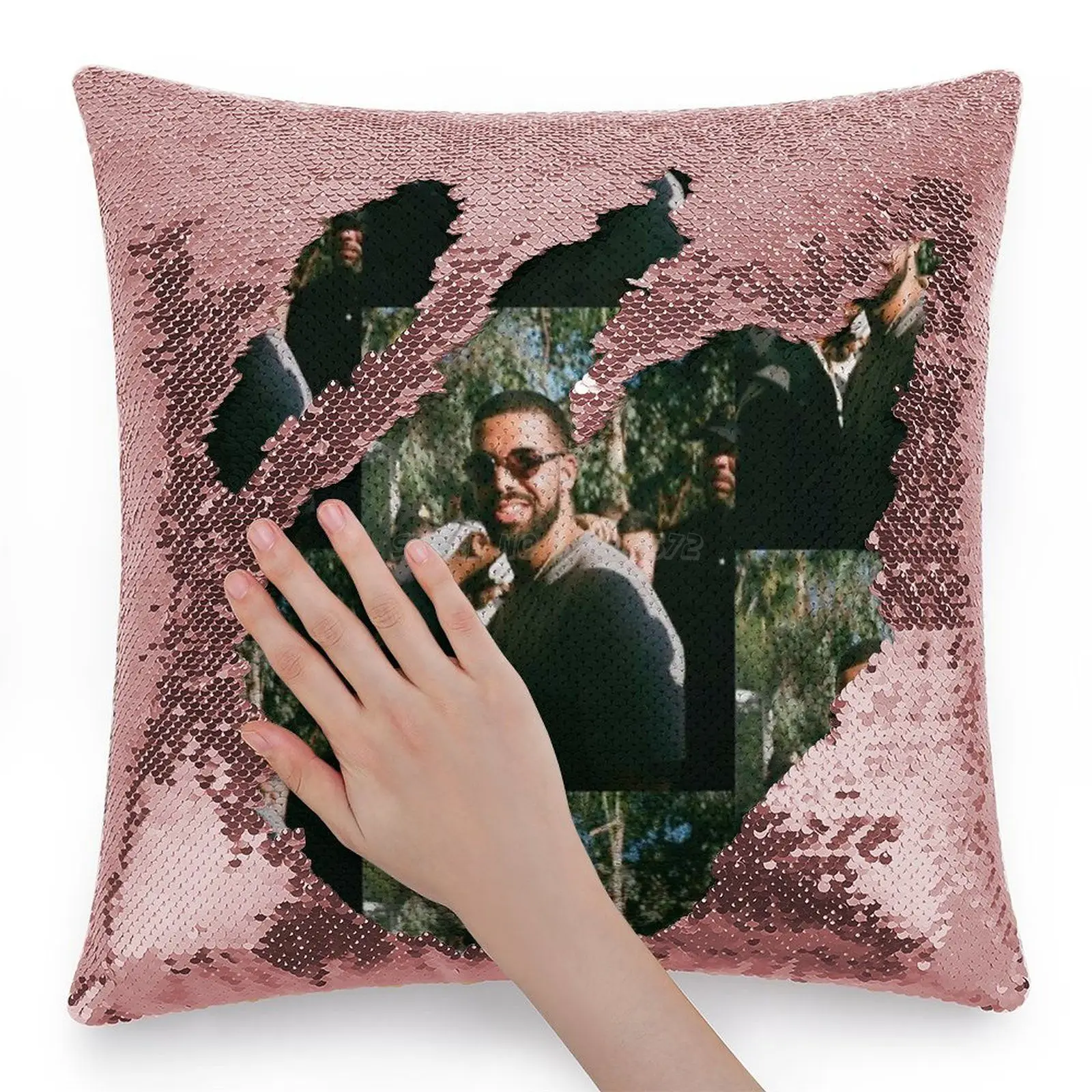 Дрейк Подушка с блестками для пайеток для декора софы, декоративная подушка для вечеринок, крутые солнцезащитные очки с улыбкой.