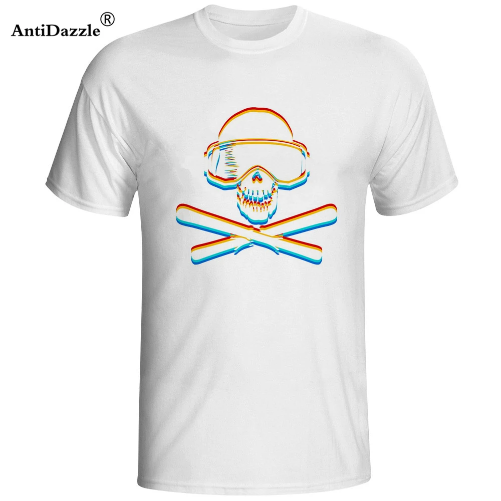 Лыжные черепа мужские короткий рукав 100% хлопок футболка высокого качества