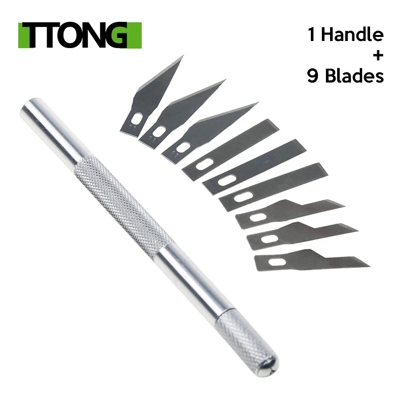 

Dropshipping Metal Handle Scalpel 9 Blades Knife Wood Paper Cutter Craft Pen Knives Engraving Knife DIY Repair Hand Tools